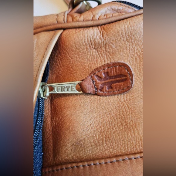 FRYE Tan Genuine Leather Messenger Crossbody Shoulder Satchel Purse Bag Carryon - Picture 6 of 6